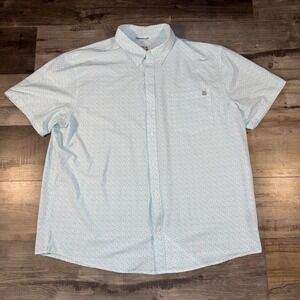 HUK Performance Fishing Shirt 3XL Aqua Print Button Up Quick Dry Mens